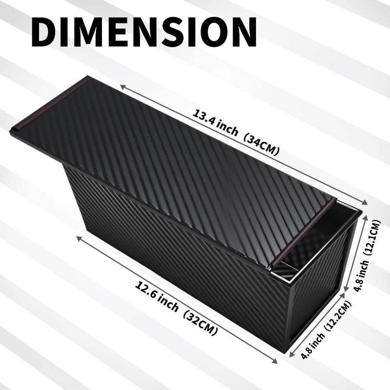 Shinsin Pullman Loaf Pan with Lid 13x4, 2.2 lb Dough Capacity Bread Loaf Pan, PFTE and PFOA-Free, Healthy Baking for Homemade Sourdough & Sandwich Bread, Nonstick & Easy Clean (Black) - Image 2