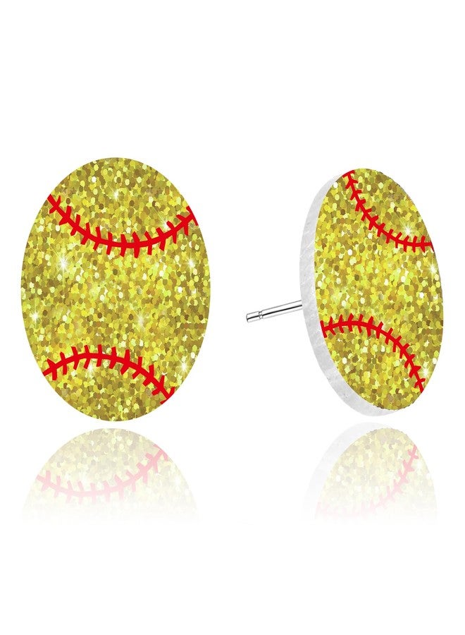 TUCEWP Softball Stud Earrings for Women Men Glitter Acrylic Softball Earrings Trendy Shiny Sports Earrings Fan Gifts for Softball Sport Lover Holiday Party Game Jewelry Gift Softball Stuff Accessories - Image 1