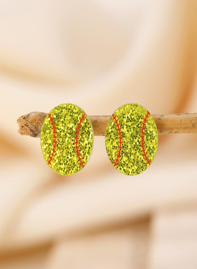 TUCEWP Softball Stud Earrings for Women Men Glitter Acrylic Softball Earrings Trendy Shiny Sports Earrings Fan Gifts for Softball Sport Lover Holiday Party Game Jewelry Gift Softball Stuff Accessories - Image 3