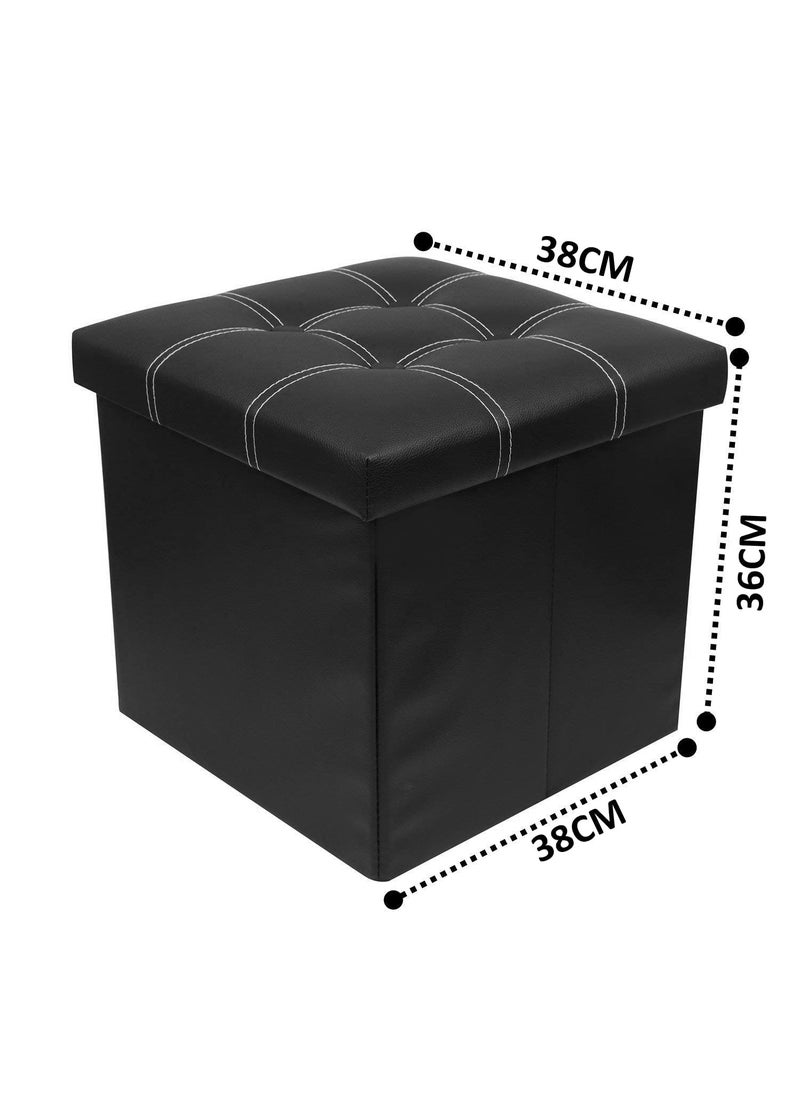 Whitecloud TRANSFORMING HOMES Whitecloud TRANSFORMING HOMES Cardboard Foldable Storage Stool For Living Room (733) (38X38X36Cm, Black)  - Image 2