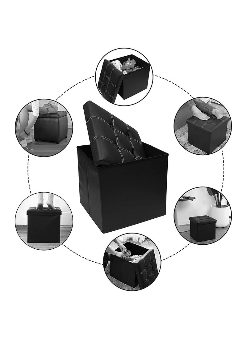 Whitecloud TRANSFORMING HOMES Whitecloud TRANSFORMING HOMES Cardboard Foldable Storage Stool For Living Room (733) (38X38X36Cm, Black)  - Image 3