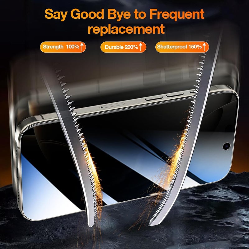 YMHML Compatible for iPhone 16 Pro Privacy Screen Protector Tempered Glass, Anti Spy Privacy Screen for iPhone 16 Pro 6.3 Inch Accessories, 2 Pack, Private Case Friendly Film, Easy Installation Tool - Image 3