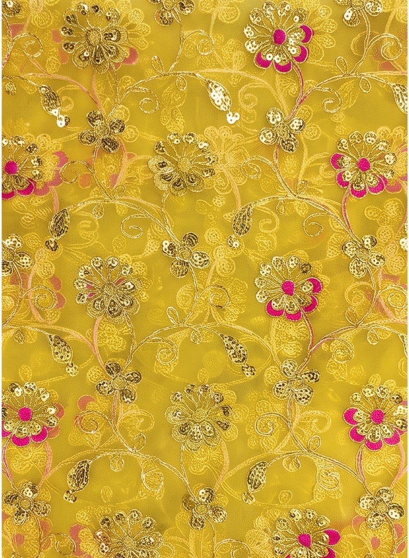 Madhoor Floral Deity Idol Chunri Yellow for Deity Dressing, Pooja & Festivals, 2m - Image 2