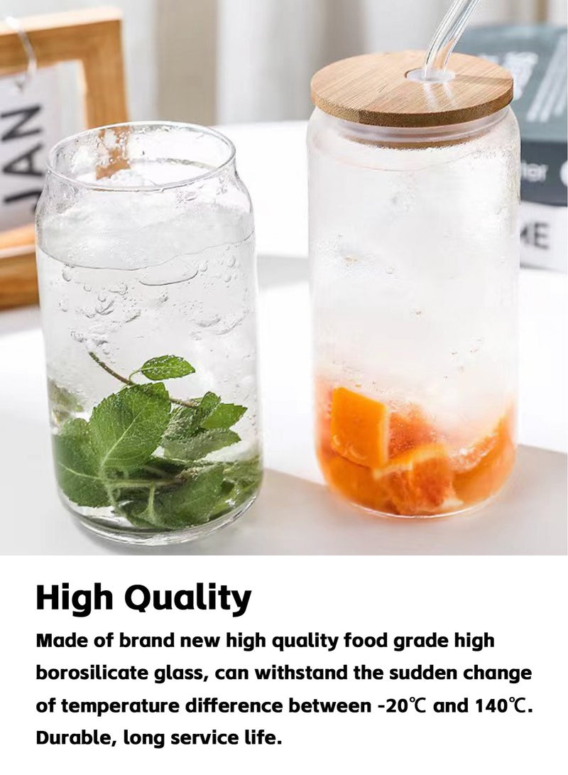 تيويا 6 قطع أكواب شرب عالية البورسليكات مع أغطية من الخيزران وقشات زجاجية، مقاومة للحرارة وآمنة للغسل في غسالة الأطباق، لتناول القهوة والشاي وعصير الكوكتيل والفطور (6 × 500 ملليتر) - Image 3