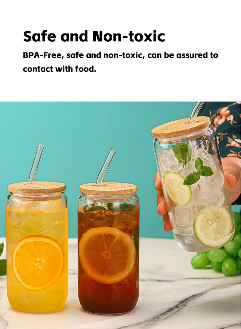 تيويا 6 قطع أكواب شرب عالية البورسليكات مع أغطية من الخيزران وقشات زجاجية، مقاومة للحرارة وآمنة للغسل في غسالة الأطباق، لتناول القهوة والشاي وعصير الكوكتيل والفطور (6 × 500 ملليتر) - Image 4