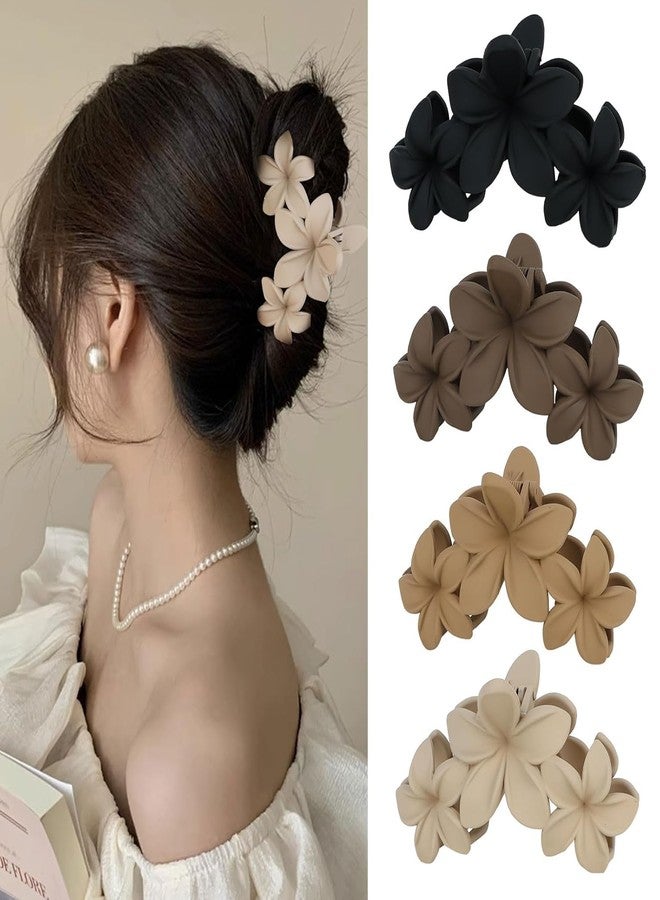 ANNACREATIONS 4 Pcs Korean Fashion Flower Matte Hair Claw Clip for Thick & Thin Hair Strong Hold Hair Clutcher Hair Accessories Clutches for Women & Girls - Image 1