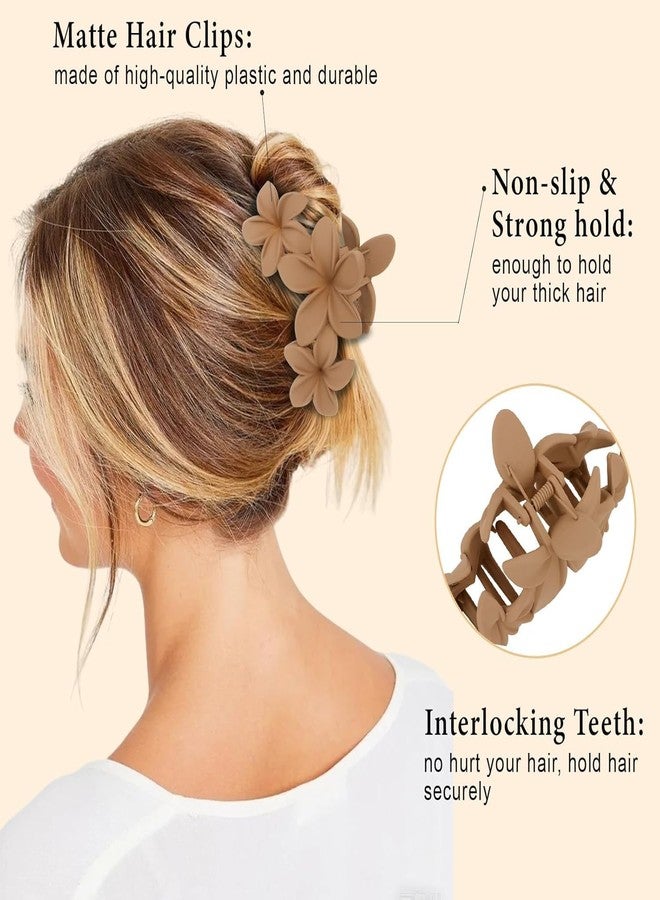 ANNACREATIONS 4 Pcs Korean Fashion Flower Matte Hair Claw Clip for Thick & Thin Hair Strong Hold Hair Clutcher Hair Accessories Clutches for Women & Girls - Image 5