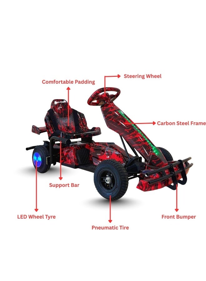سيارة كارتينج كهربائية للأطفال - بطارية عالية الطاقة 36 فولت، سرعة قابلة للتعديل، إمكانية الانزلاق، حزام أمان - أحمر - Image 3