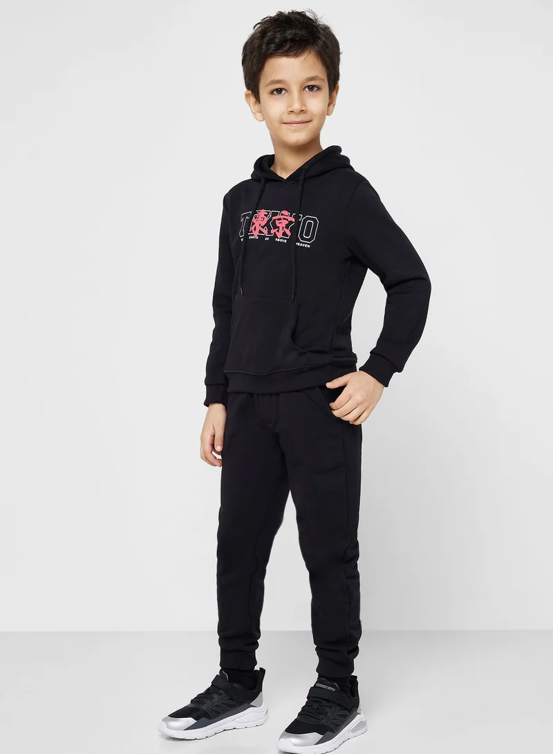 Pinata Boys Text Printed Hoodie And Jogger Set