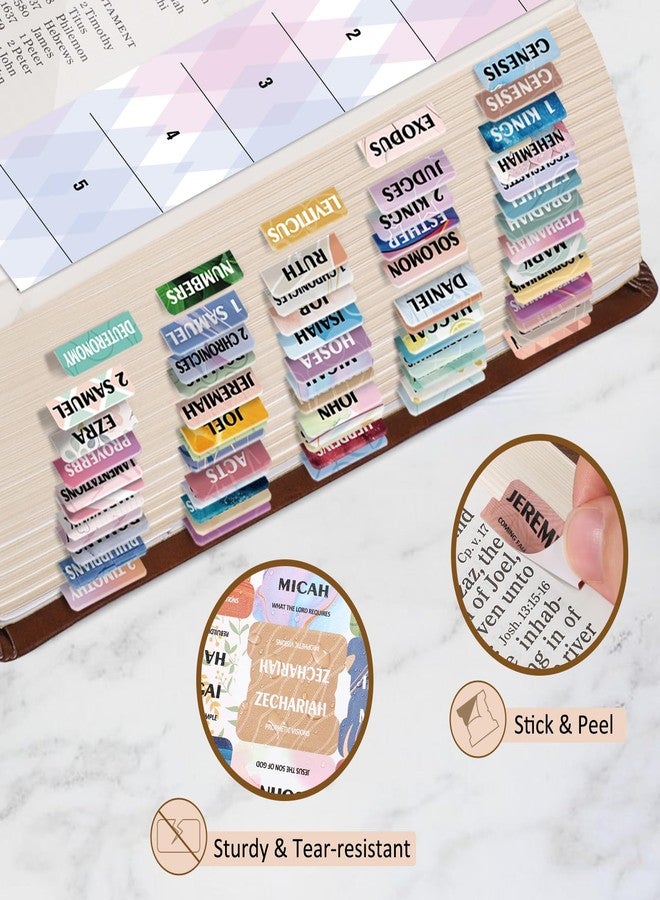 FINPAC Bible Index Tabs, Bible Old and New Testament Tabs, 75 Tabs Including 66 Named & 9 Blank Tabs, Laminated Bible Chapter Tabs for Women Men Book Study Journaling, Marble - Image 3