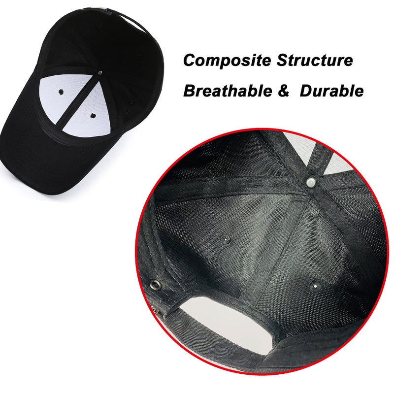 PFFY 2 Packs Baseball Cap Golf Dad Hat for Men and Women Hat Black+Black - Image 4