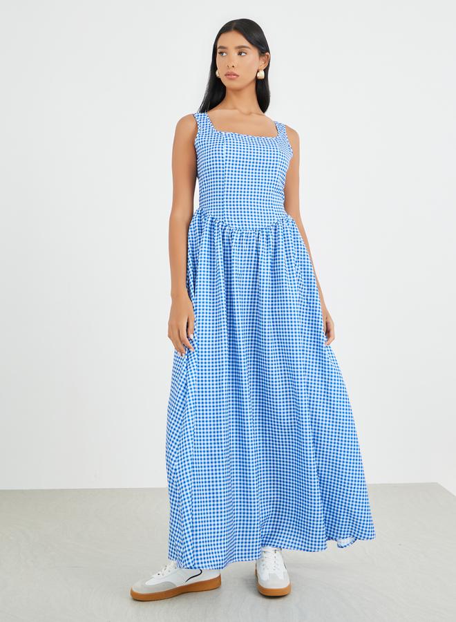 Take Two Checked Print Sleeveless A-Line Maxi Dress - Image 2