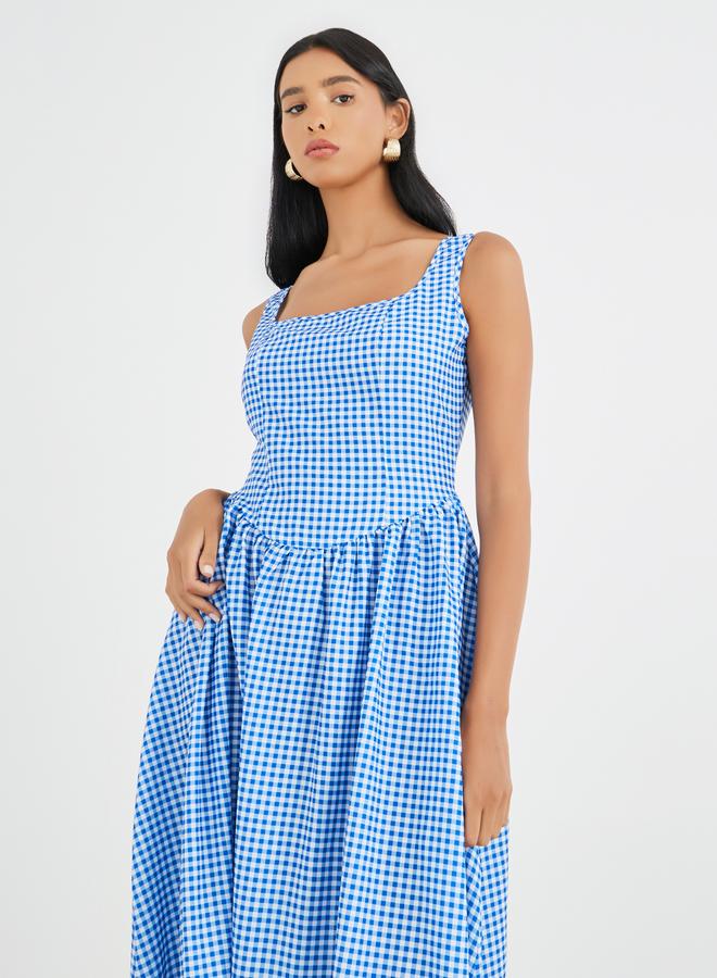 Take Two Checked Print Sleeveless A-Line Maxi Dress - Image 3