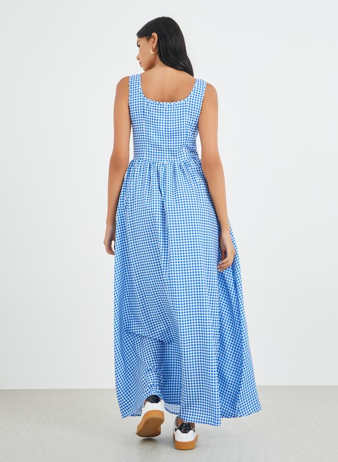 Take Two Checked Print Sleeveless A-Line Maxi Dress - Image 5