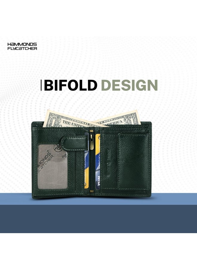 HAMMONDS FLYCATCHER محفظة هاموندز فلاي كاتشر RFID محمية قابلة للطي للرجال جلد أصلي، محفظة رجال، محافظ جلدية للرجال، حقيبة أنيقة مع 4 فتحات بطاقات، 3 فتحات هوية، جيب عملات، هدية للرجال - أخضر - Image 5