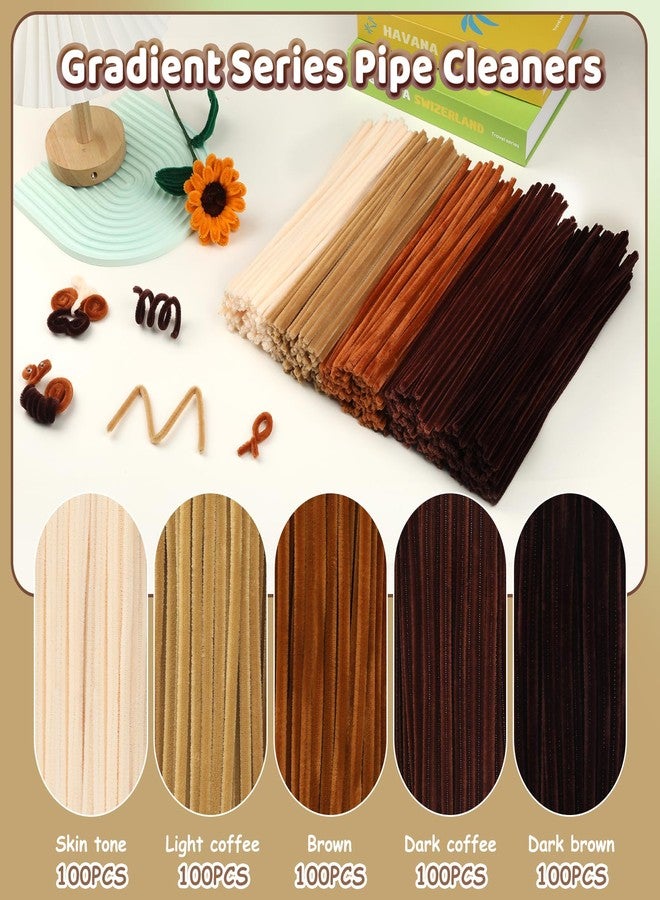 Veroave 500 PCS Brown Pipe Cleaners, Pipe Cleaners for Crafts Flowers, Thickened and Denser Chenille Stems 12 inch Long for Adults Craft Supplies(Brown Gradient) - Image 3