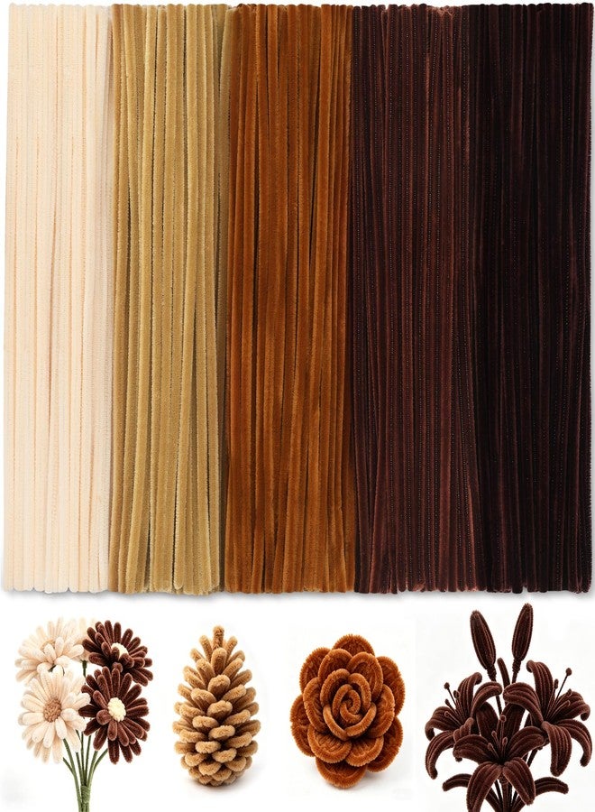 Veroave 500 PCS Brown Pipe Cleaners, Pipe Cleaners for Crafts Flowers, Thickened and Denser Chenille Stems 12 inch Long for Adults Craft Supplies(Brown Gradient) - Image 1