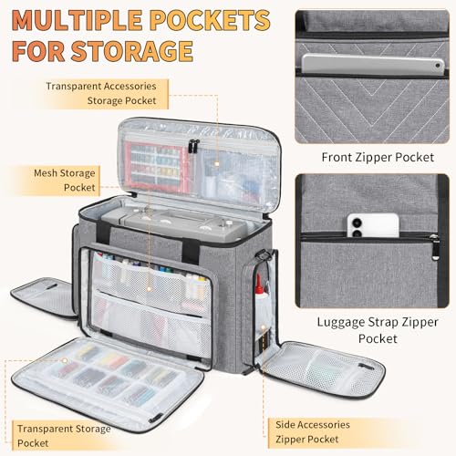 GMAK Sewing Machine Carrying Case Sewing Machine Tote Bag with Removable Padding Pad Universal Carrying Tote Storage Bags Stitching Case with Pockets for Most Standard Brother Singer Janome - Image 3