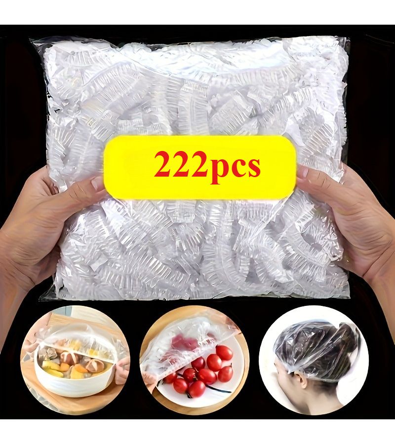 222 Pcs Food Grade Transparent Fresh Covers Reusable Microwave Safe Cling Film - Image 1