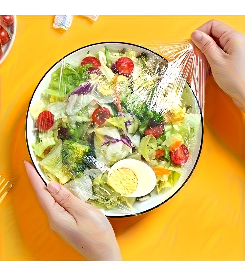 222 Pcs Food Grade Transparent Fresh Covers Reusable Microwave Safe Cling Film - Image 2