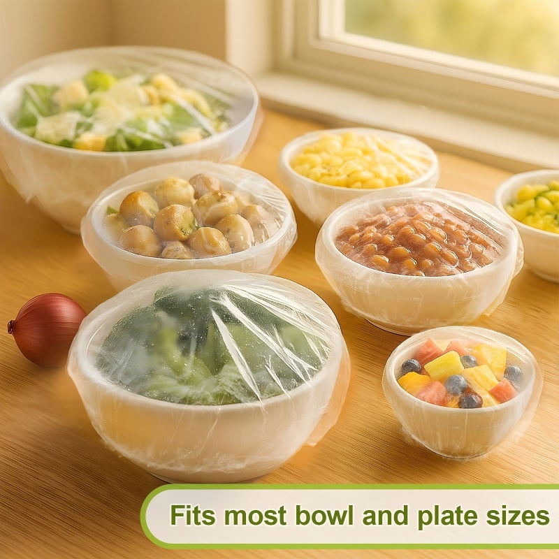222 Pcs Food Grade Transparent Fresh Covers Reusable Microwave Safe Cling Film - Image 4