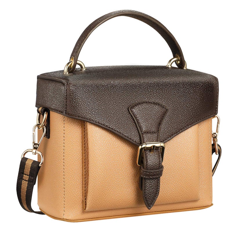 FINPAC Protective Case Leather Crossbody Handbag for Fujifilm Instax Mini 12/11/9/8+/8/90/70/40/26+/25/7s/Mini LiPlay/Square SQ1/SQ6/SQ40 Polaroid PIC-300 Instant Camera with Film Pack Pocket, Brown - Image 1