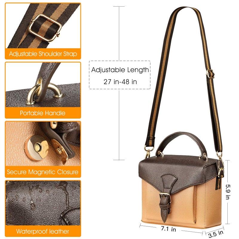 FINPAC Protective Case Leather Crossbody Handbag for Fujifilm Instax Mini 12/11/9/8+/8/90/70/40/26+/25/7s/Mini LiPlay/Square SQ1/SQ6/SQ40 Polaroid PIC-300 Instant Camera with Film Pack Pocket, Brown - Image 5