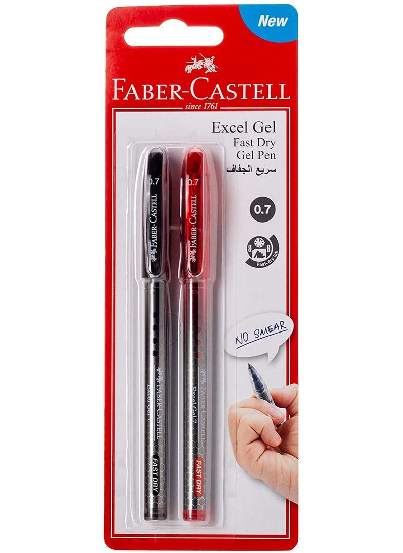 FABER-CASTELL - 2-Piece Excel Gel Pen Red and Black - Image 1