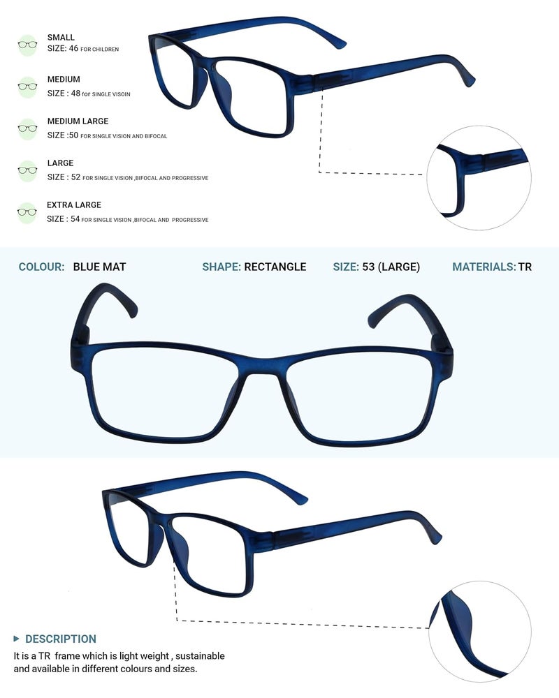 LENS+ Lensplus Rectangle TR Full Rim Eyeglasses with Blue Cut Lightweight Unisex Eyewear for Men & Women | Stylish Computer & Daily Use Frame - Image 4
