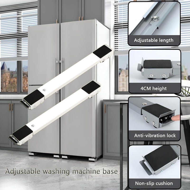 Electric Appliance Stand, Furniture Mover, Washing Machine Base, Heavy Duty Expandable Rolling Pulley, Multifunctional Washing Machine Dryer Refrigerator Stand, Pack of 2 - Image 3