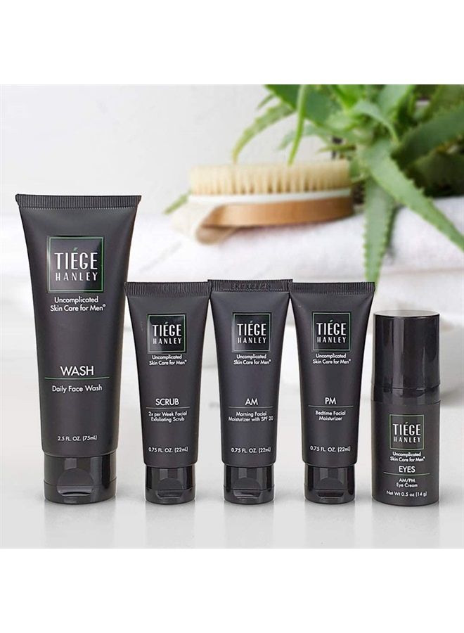 tiege hanley روتين العناية بالبشرة المتقدم للرجال مع كريم العين | نظام العناية بالبشرة المستوى 2 | غسول للوجه، مقشر، مرطبين وكريم عين | صنع في الولايات المتحدة الأمريكية | إمداد لمدة 30 يومًا - Image 4