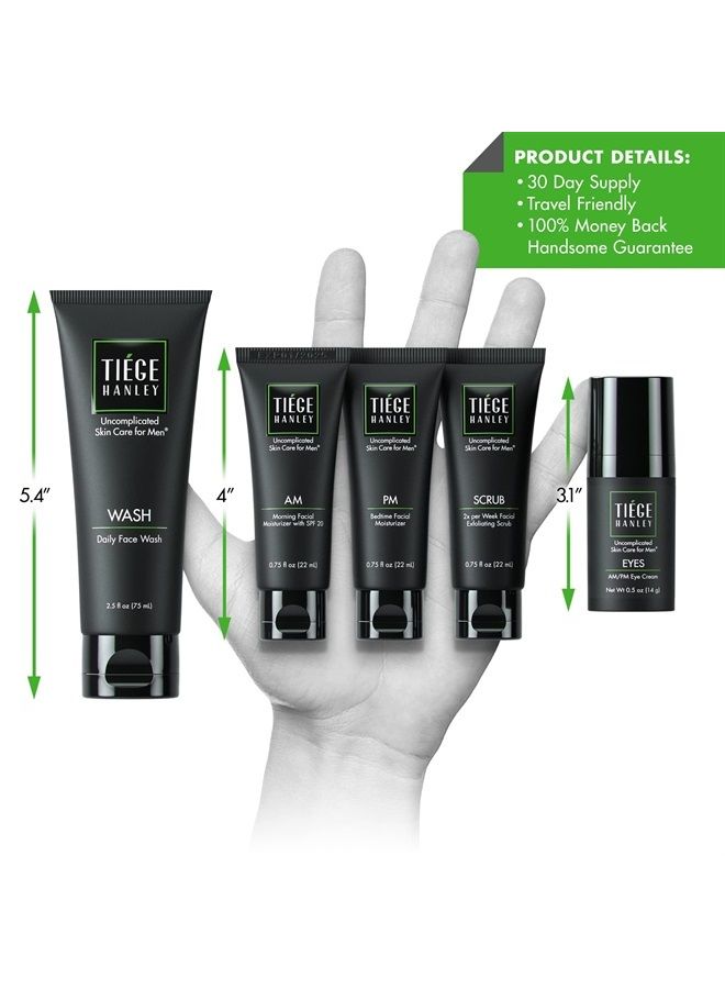 tiege hanley روتين العناية بالبشرة المتقدم للرجال مع كريم العين | نظام العناية بالبشرة المستوى 2 | غسول للوجه، مقشر، مرطبين وكريم عين | صنع في الولايات المتحدة الأمريكية | إمداد لمدة 30 يومًا - Image 2