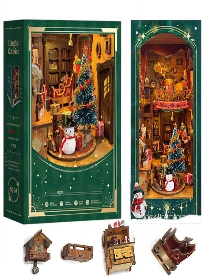 TOPBSFARNY DIY Book Nook Kit, DIY Dollhouse Booknook Bookshelf Insert Decor, 3D Wooden Puzzles with LED, Halloween Christmas Birthday Gift Home Decor for Adults - Image 1