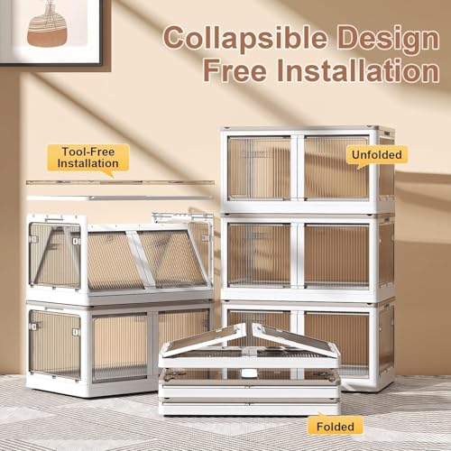 SNKR ESSENTIALS Multipurpose Stackable Plastic Cupboard Drawer for Clothes Storage, Almirah for Clothes, Foldable Wardrobe Cabinet Organizer for Office, Kitchen, Bathroom (OFF-WHITE, 5 DOOR) - Image 4