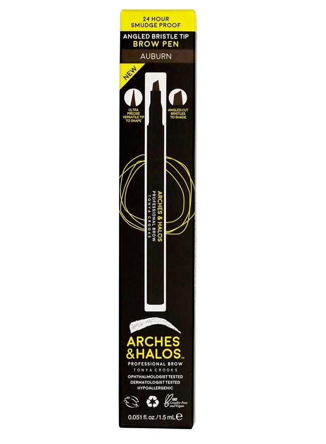 Arches & Halos Angled Bristle Tip Waterproof Brow Pen - Water Based And Smudge Proof - Fills In Sparse Eyebrows And Gives Fuller Effect - Covers Scars Or Overplucked Brows - Auburn - 0.051 Oz - Image 2