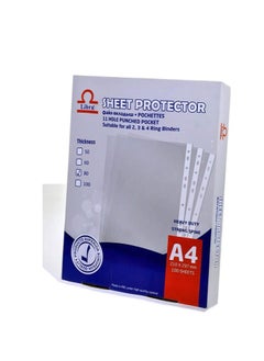 Libra Sheet protectors 80 Micron 100pcs pack Transparent File A4 Poly Punched Pockets for Ring Binders, Reinforced 11-Hole, Top Loading Page Paper Protector File Paper Protector 