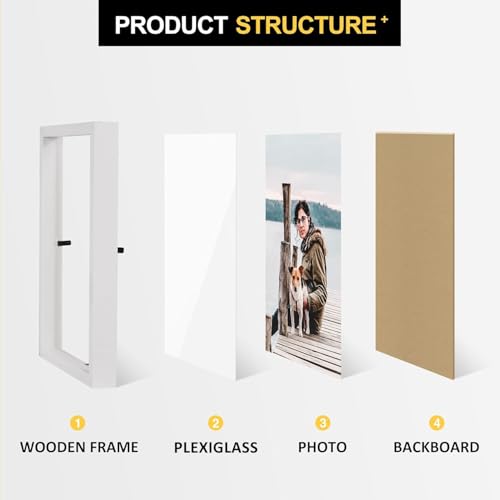 FOREV 4x6 Double Picture Frame Wooden Hinged Photo Frame Definition Glass Stand Vertically on Desktop or Tabletop White - Image 3
