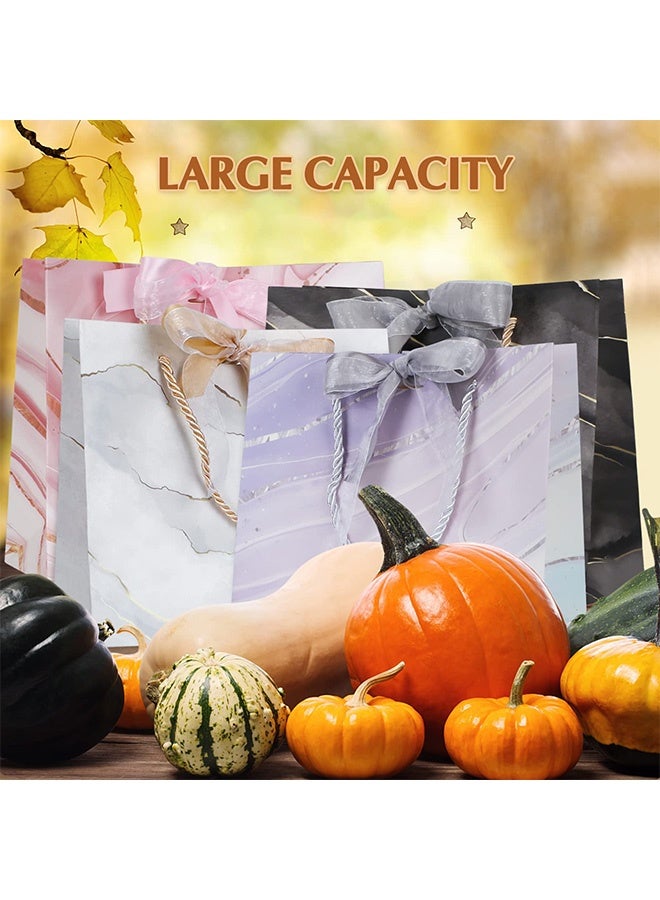 Peachjoy Gift Bags, (4 Pack) 8.6" x7.8" x 3.9" Marble Gift Bag, with Ribbon Bow, Thick Paper Bag, Waterproof Paper Gift Bag, for Wedding, Birthday Parties, Baby Showers, Bridal Showers - Image 4