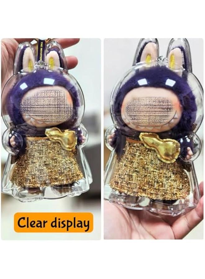 Clear Figure Display Bag with Keychain for LABUBU Doll, Plastic Protective Cover for Figure Display Bag，Transparent PVC Bag for Labubu Storage (NO Dolls(Dress))  - Image 2