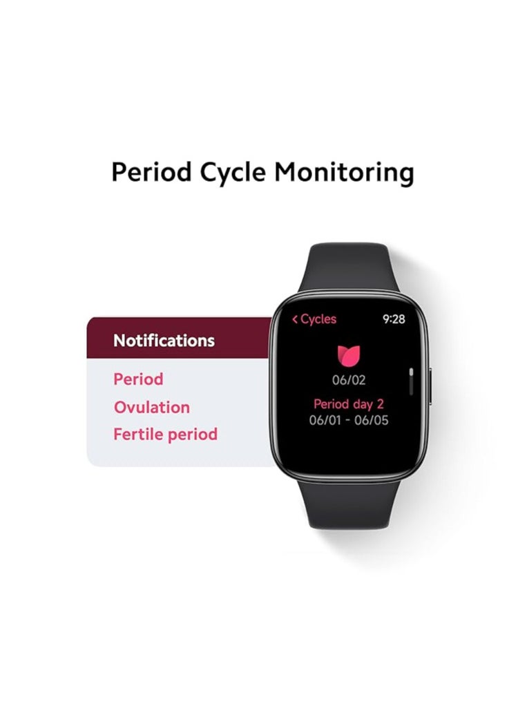 Redmi Watch 3 Active BT Calling 1.83" Screen, Premium Metallic Finish, 200+ Watch Faces,12 Days of Battery Life, 5ATM Rating,100+ Sports Modes,SpO2,Heart Rate and Period Cycle Monitoring Blac