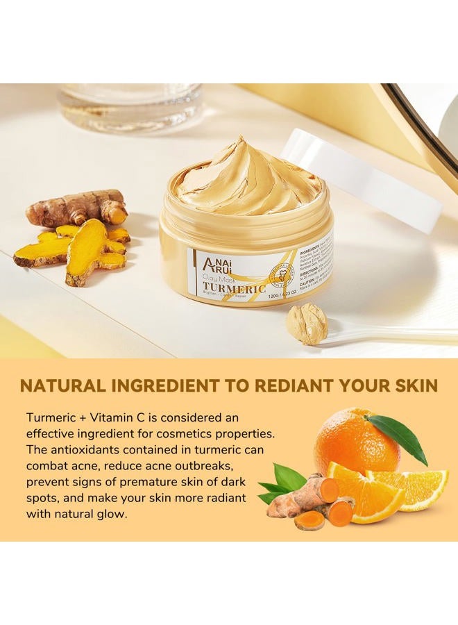 ANAI RUI Vitamin C Face Mask with Turmeric and Kaolin Clay, Dull Skin, Skincare Facial Mask for Refining Pores and Controlling Oil, Smooth & Radiant Skin, 4.23 OZ - Image 5