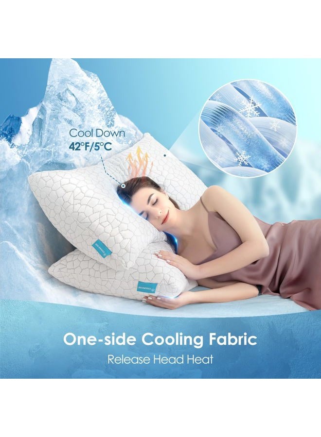 SUPA MODERN Bamboo Pillow Cooling Bed Pillows for Sleeping Adjustable Gel Shredded Memory Foam Pillow with Bamboo Pillow Cover Hypoallergenic - Premium Adjustable Loft - Queen Sleeping Pillow - Image 3