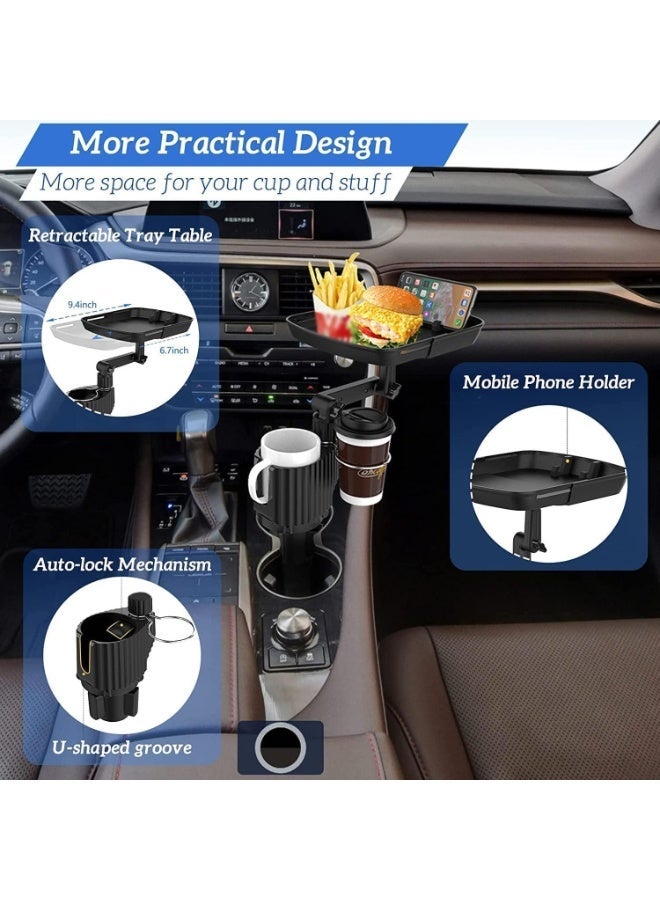 ChicAbode حامل كأس مشروبات السيارة, حامل السيارة توسع علبة, جدول علبة الأغذية السيارة القابلة للفصل, طاولة علبة السيارة القابلة للتعديل, طاولة علبة السيارة القابلة للتعديل مع السطح, طاولة الطعام السيارة القابلة للتعديل, معظم السيارات - Image 2
