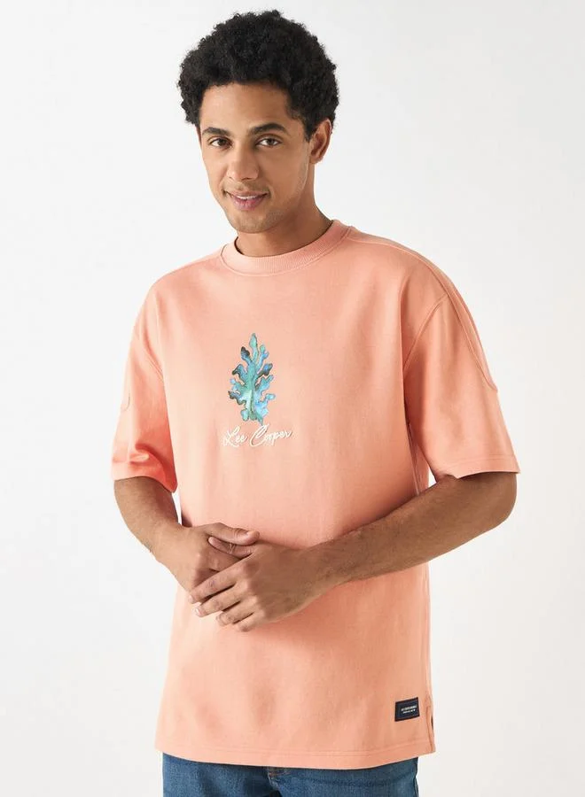 Lee Cooper Lee Cooper Printed Crew Neck T-shirt with Short Sleeves