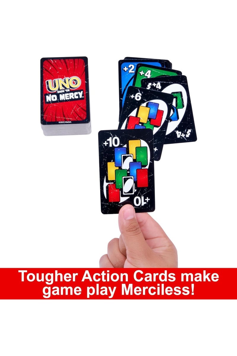 ماتيل جيمز Uno لعبة الورق (UNO) Show 'Em No Mercy – إصدار شرس من لعبة أونو الكلاسيكية – بطاقات عقاب قاسية – لعبة جماعية سريعة ومضحكة للمراهقين والكبار والعائلات – مناسبة لـ 2–4 لاعبين – سهلة الحمل ومثالية للسفر - Image 5