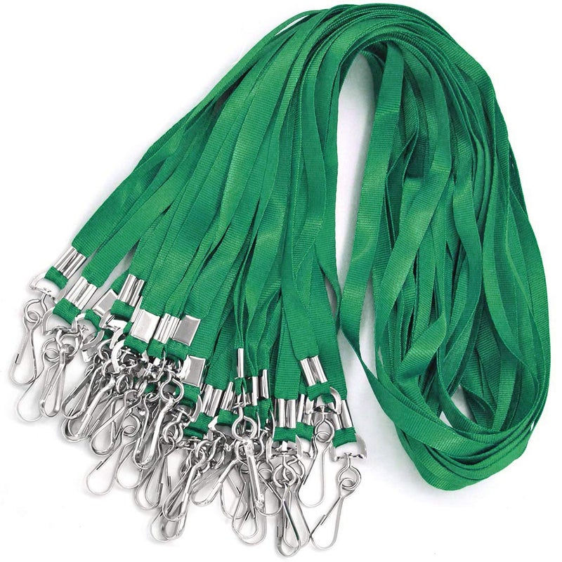 Bird Fiy Green Bulk Lanyards for Id Badges Nylon Neck Flat Lanyard for ID Name Badge HolderName Tag Green 50Pcs