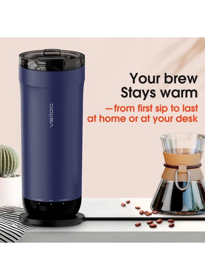 Vsitoo S5 heated travel mug,16oz, Auto-Sensing AI Heats Drinks To 120-150°F Hands-Free. Temperature Control for All Cars, Perfect for Home/Office/Travel/Outdoor, Ideal Gift for Coffee Lovers - Blue - Image 3