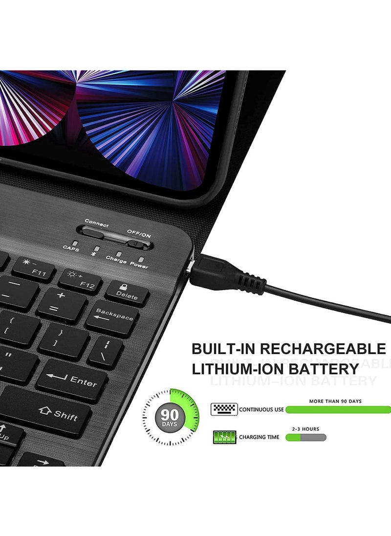 Rock Pow - Keyboard Case for Samsung Galaxy Tab A9 8.7 Inch 2023 Model (SM-X110/X115/X117) Slim Lightweight Stand Cover with Magnetically Detachable Wireless Bluetooth Keyboard - Image 1