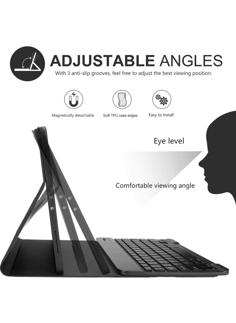 Rock Pow - Keyboard Case for Samsung Galaxy Tab A9 8.7 Inch 2023 Model (SM-X110/X115/X117) Slim Lightweight Stand Cover with Magnetically Detachable Wireless Bluetooth Keyboard - Image 1