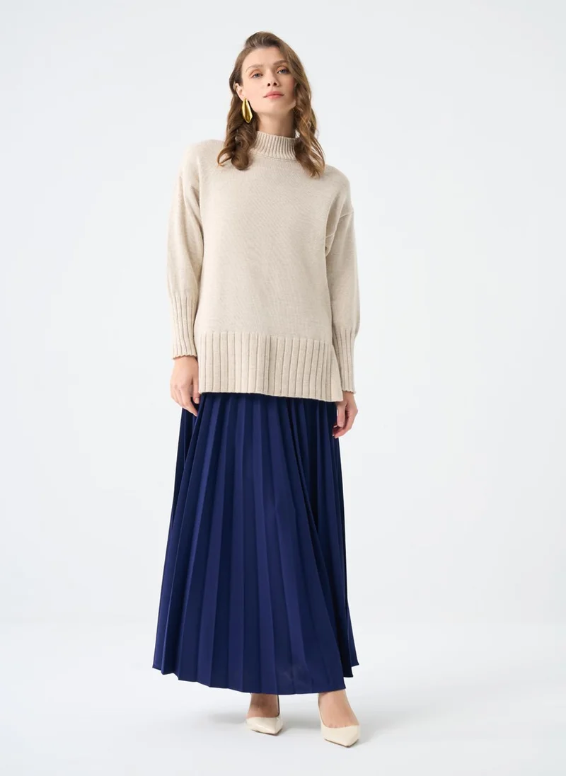 ميزال Basic Knitted Pleated Crepe Skirt